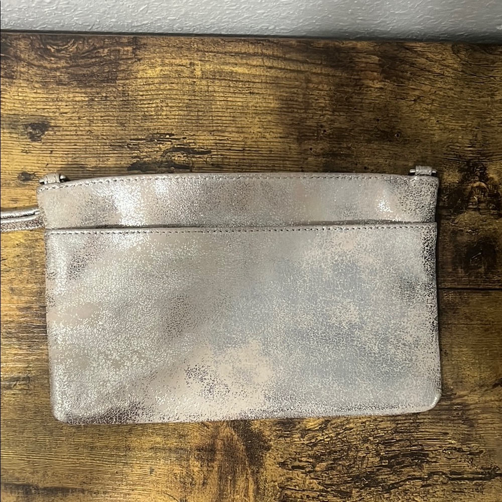 HOBO Silver Wristlet Clutch